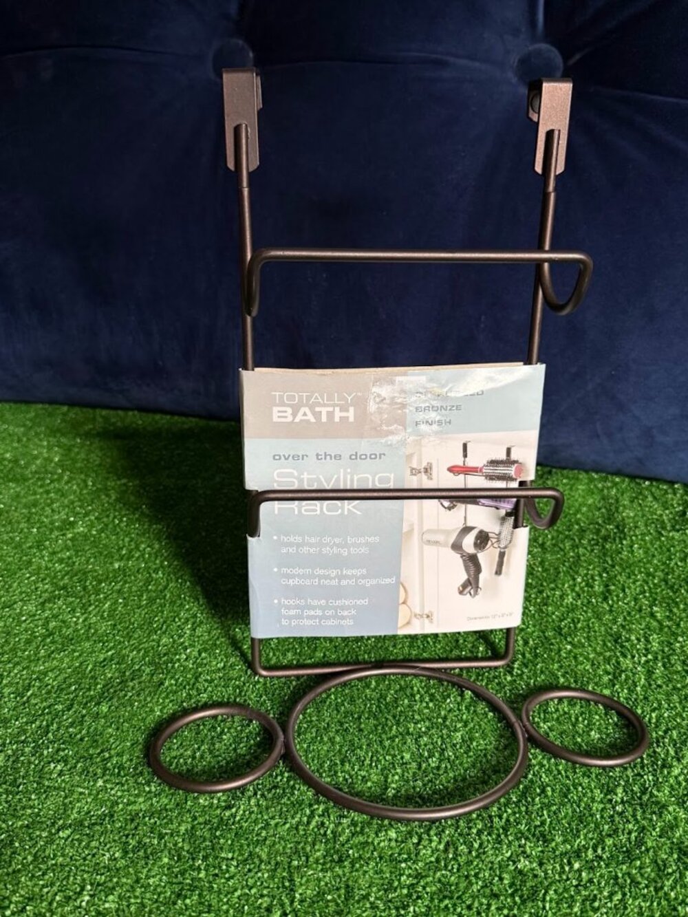 Totally Bath Over the Door Styling Rack Bronze Finish Metal Hair Tool Holder NWT
